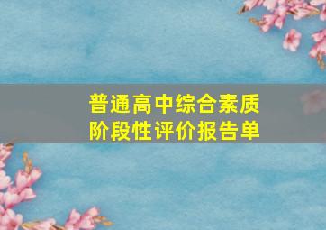 普通高中综合素质阶段性评价报告单