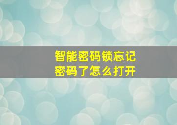 智能密码锁忘记密码了怎么打开