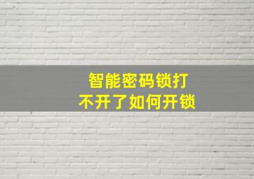 智能密码锁打不开了如何开锁