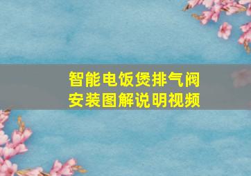 智能电饭煲排气阀安装图解说明视频