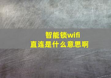 智能锁wifi直连是什么意思啊