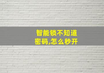 智能锁不知道密码,怎么秒开