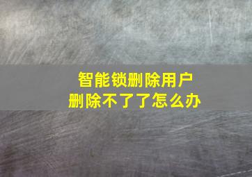 智能锁删除用户删除不了了怎么办