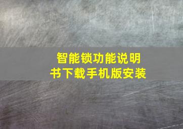 智能锁功能说明书下载手机版安装