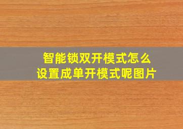 智能锁双开模式怎么设置成单开模式呢图片