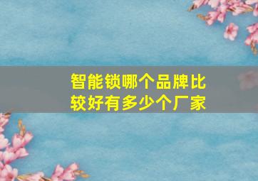 智能锁哪个品牌比较好有多少个厂家