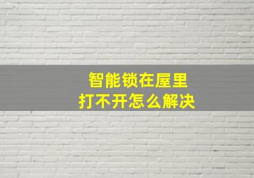 智能锁在屋里打不开怎么解决