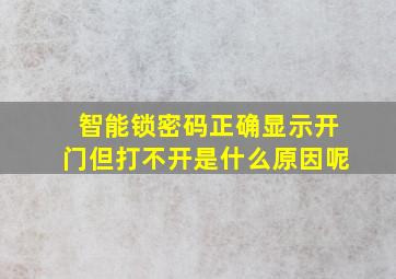 智能锁密码正确显示开门但打不开是什么原因呢