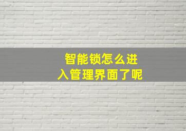 智能锁怎么进入管理界面了呢