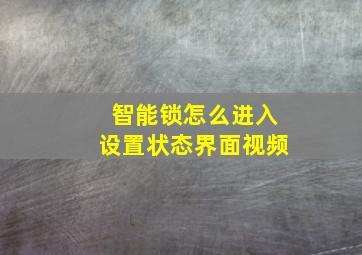 智能锁怎么进入设置状态界面视频