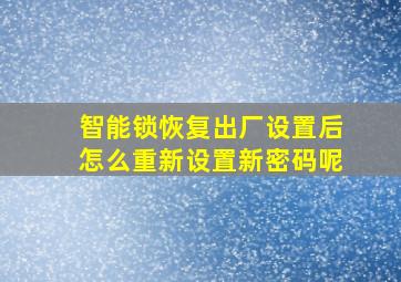 智能锁恢复出厂设置后怎么重新设置新密码呢