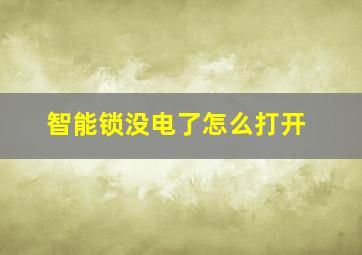 智能锁没电了怎么打开