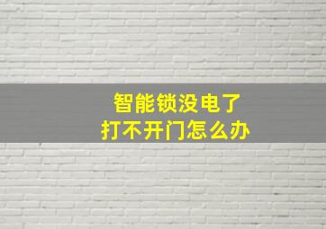 智能锁没电了打不开门怎么办