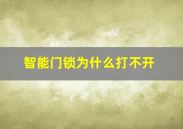 智能门锁为什么打不开