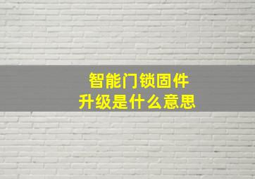 智能门锁固件升级是什么意思