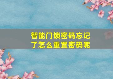 智能门锁密码忘记了怎么重置密码呢