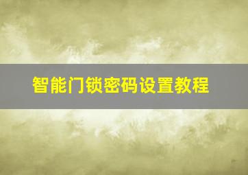 智能门锁密码设置教程