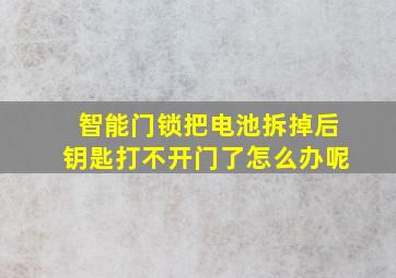 智能门锁把电池拆掉后钥匙打不开门了怎么办呢