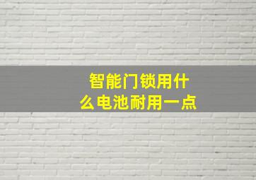 智能门锁用什么电池耐用一点