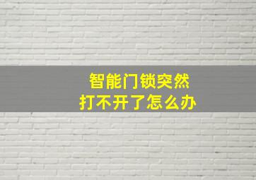 智能门锁突然打不开了怎么办