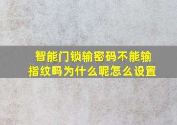 智能门锁输密码不能输指纹吗为什么呢怎么设置