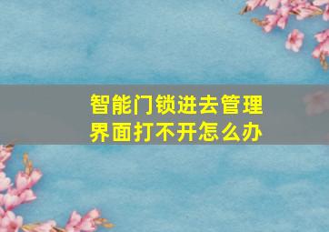 智能门锁进去管理界面打不开怎么办