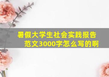 暑假大学生社会实践报告范文3000字怎么写的啊