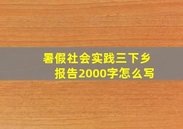 暑假社会实践三下乡报告2000字怎么写