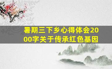 暑期三下乡心得体会2000字关于传承红色基因