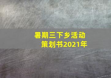 暑期三下乡活动策划书2021年