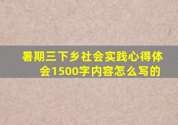 暑期三下乡社会实践心得体会1500字内容怎么写的