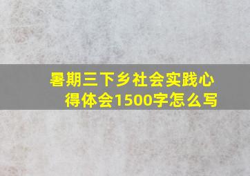 暑期三下乡社会实践心得体会1500字怎么写