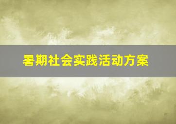 暑期社会实践活动方案