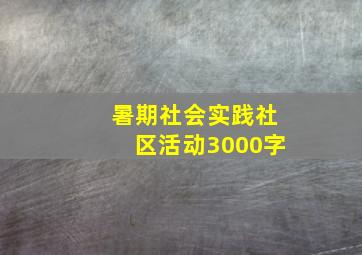 暑期社会实践社区活动3000字