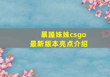 暴躁妹妹csgo最新版本亮点介绍