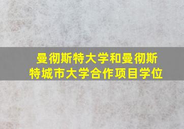 曼彻斯特大学和曼彻斯特城市大学合作项目学位