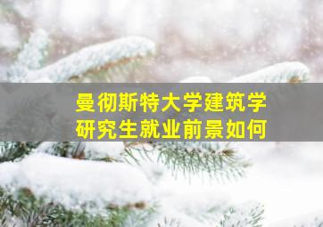 曼彻斯特大学建筑学研究生就业前景如何