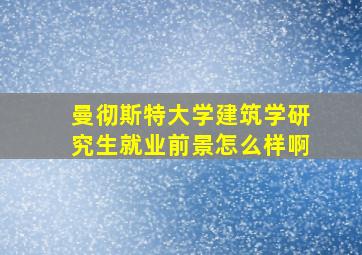 曼彻斯特大学建筑学研究生就业前景怎么样啊