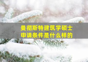 曼彻斯特建筑学硕士申请条件是什么样的