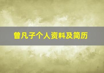 曾凡子个人资料及简历