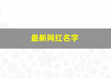 最新网红名字