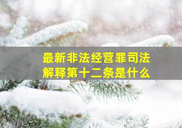 最新非法经营罪司法解释第十二条是什么