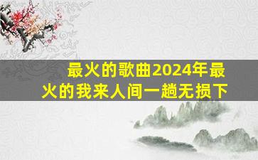 最火的歌曲2024年最火的我来人间一趟无损下