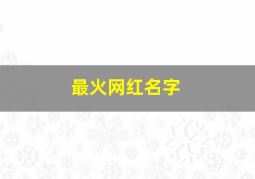 最火网红名字