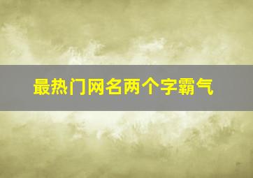 最热门网名两个字霸气