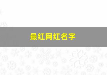 最红网红名字