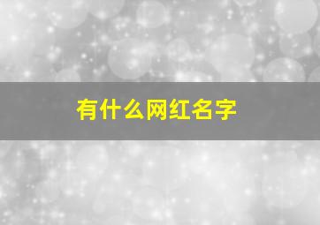 有什么网红名字