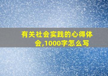 有关社会实践的心得体会,1000字怎么写