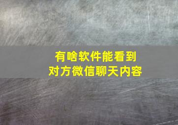 有啥软件能看到对方微信聊天内容