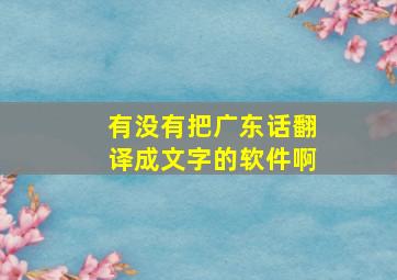 有没有把广东话翻译成文字的软件啊